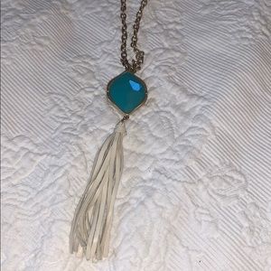 Long fringe pendant necklace